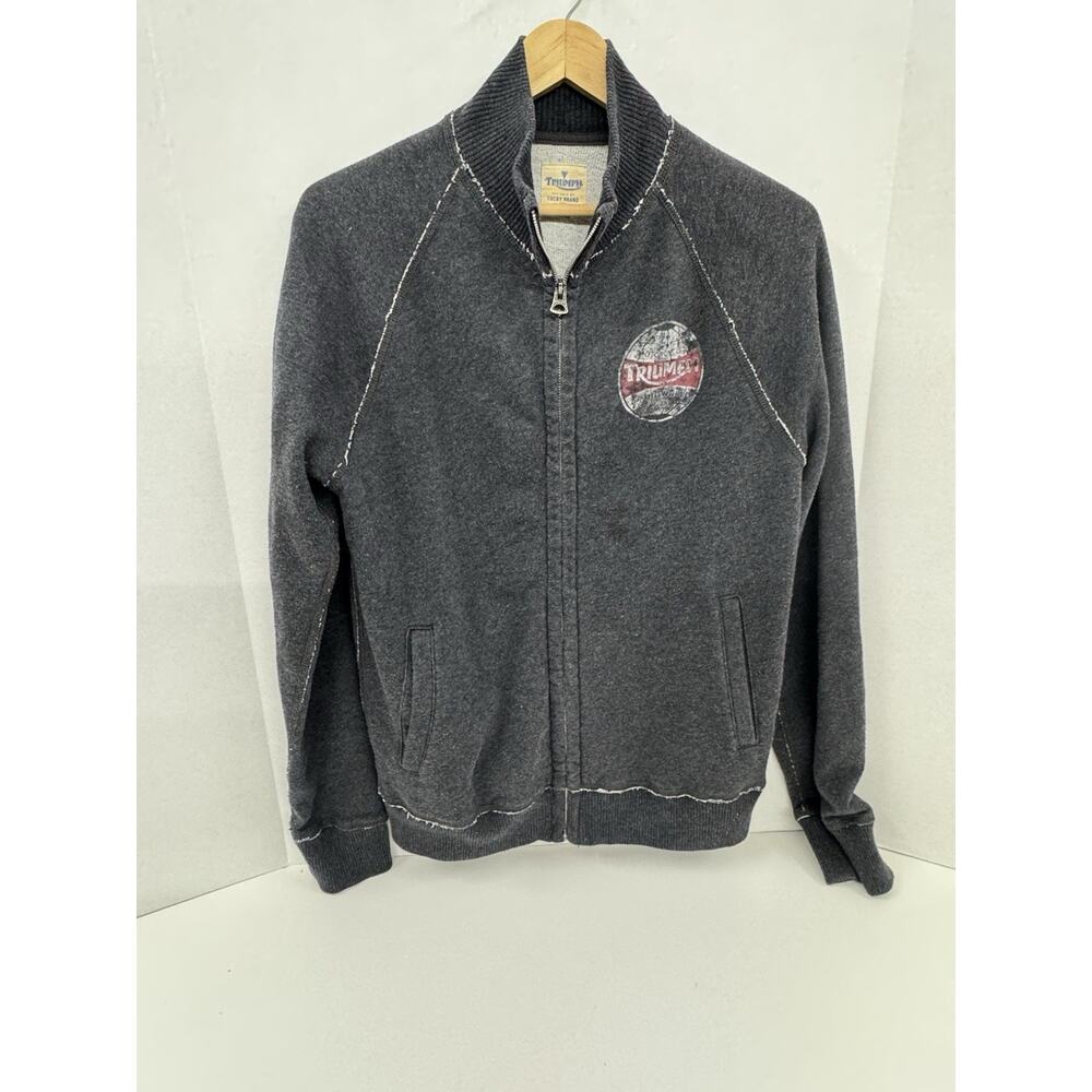 Lucky Brand Men's Triumph Motorcycles Full Zip Sweater Vintage Style Size S